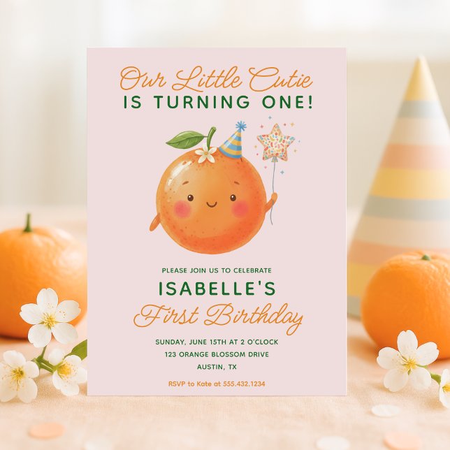 Invitation pour le 1er anniversaire de Little Cuti (Little Cutie Firts Birthday Invite)
