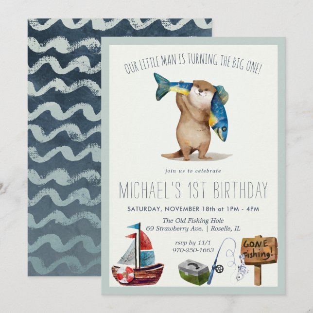 Invitation pour le 1er anniversaire de Little Otte (Devant / Derrière)