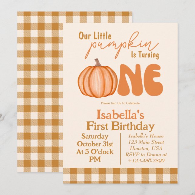 Invitation pour le 1er anniversaire de Little Pump (Devant / Derrière)