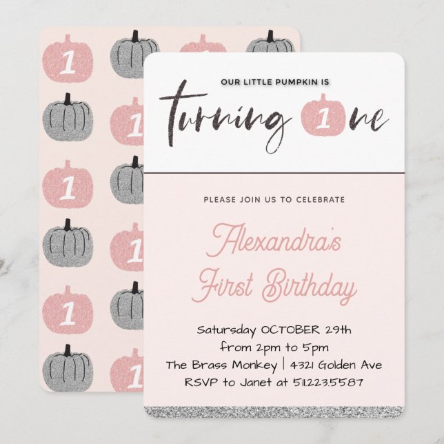 Invitation pour le 1er anniversaire de Little Pump (Devant / Derrière)