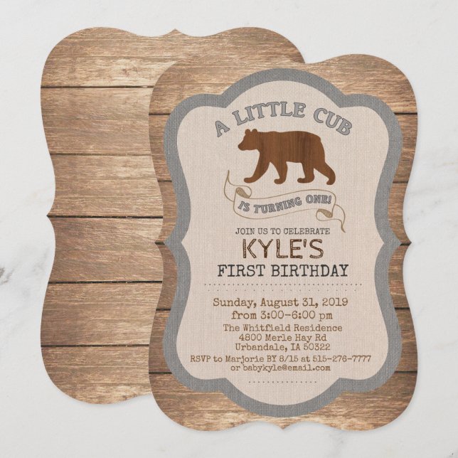 Invitation pour le 1er anniversaire de l'ourson ga (Devant / Derrière)