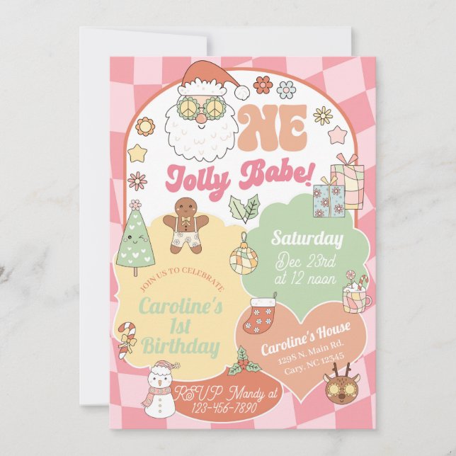 Invitation pour le 1er anniversaire de Noël d'une  (Devant)