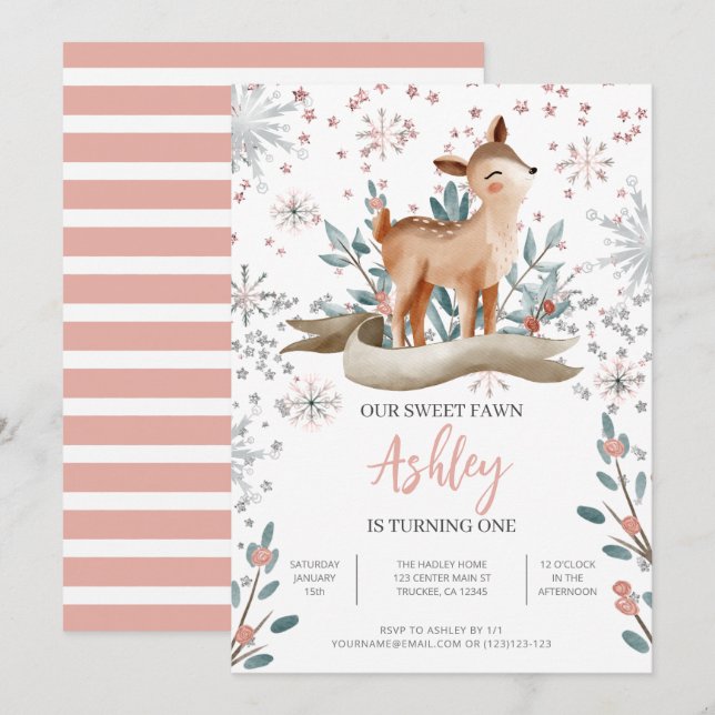 Invitation pour le 1er anniversaire de notre faon (Devant / Derrière)