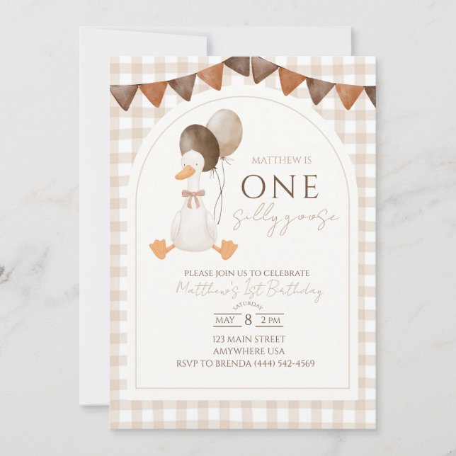 Invitation pour le 1er anniversaire de One Silly G (Devant)