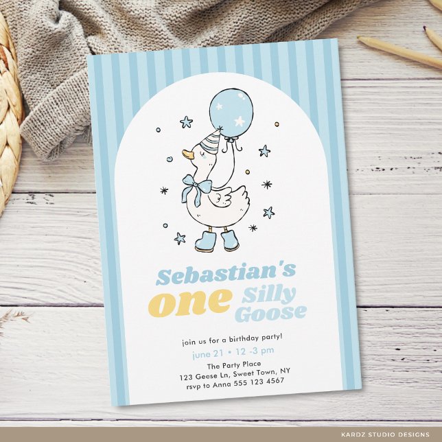 Invitation pour le 1er anniversaire de One Silly G (The front of the invitation is shown in 5x7-inch size.Choose size, paper, and corner style)