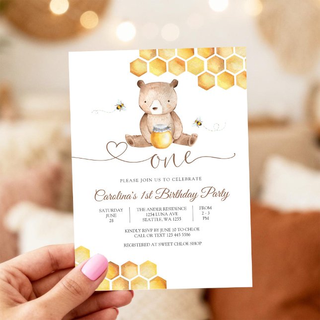 Invitation pour le 1er anniversaire de Ourson Mign (Créateur téléchargé)