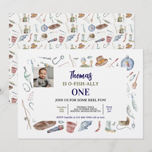 Invitation pour le 1er anniversaire de pêche | O-P (Devant / Derrière)