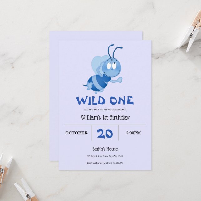 Invitation pour le 1er anniversaire de Petit Bourd (Devant/Arrière en situation)