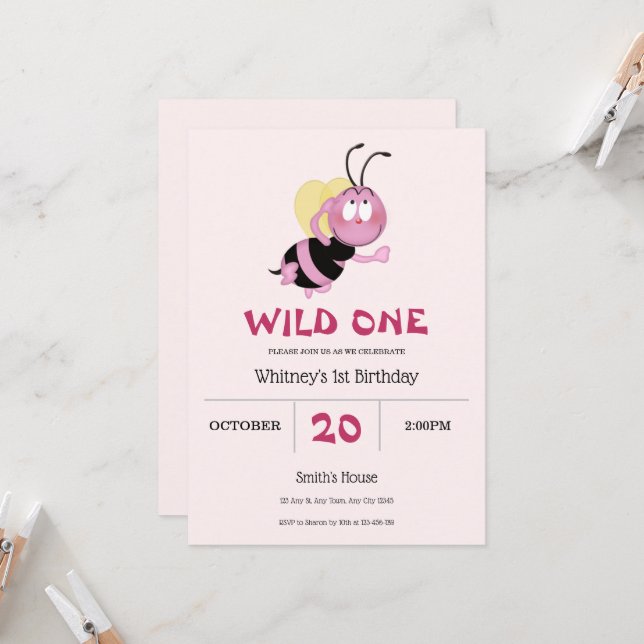 Invitation pour le 1er anniversaire de Petit Bourd (Devant/Arrière en situation)