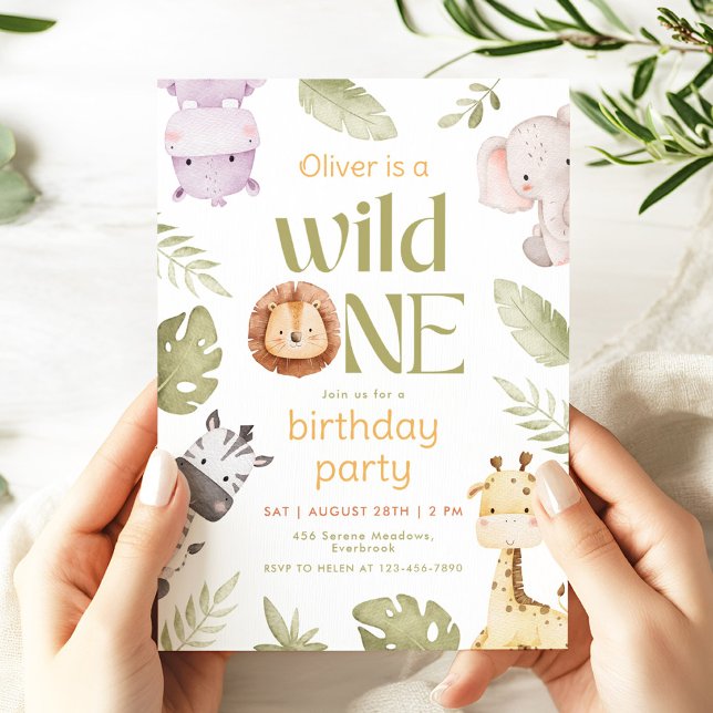 Invitation pour le 1er anniversaire de Safari Wild (Créateur téléchargé)