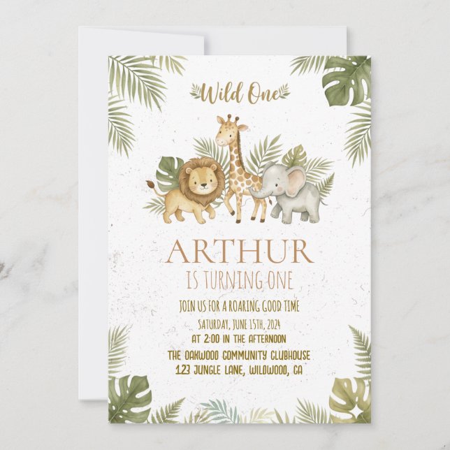 Invitation pour le 1er anniversaire de Safari Wild (Devant)