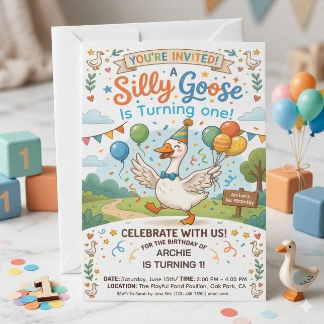 Invitation pour le 1er anniversaire de Silly Goose (Créateur téléchargé)