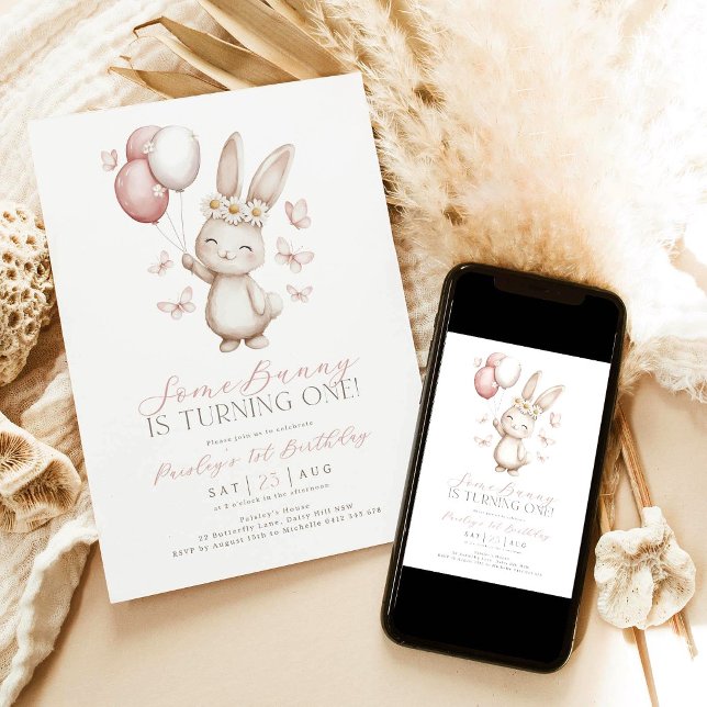 Invitation pour le 1er anniversaire de Some Bunny  (Créateur téléchargé)
