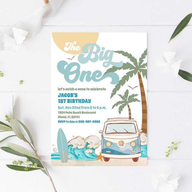 Invitation pour le 1er anniversaire de Surfs Up (Créateur téléchargé)