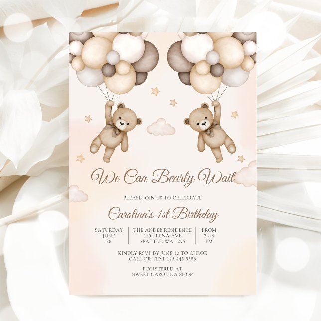 Invitation pour le 1er anniversaire de Teddy Bear (Créateur téléchargé)