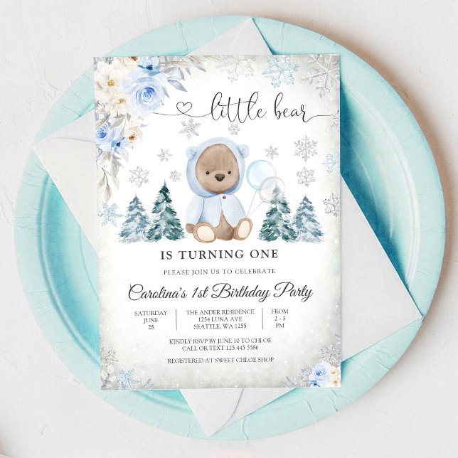 Invitation pour le 1er anniversaire de Teddy Bear  (Créateur téléchargé)