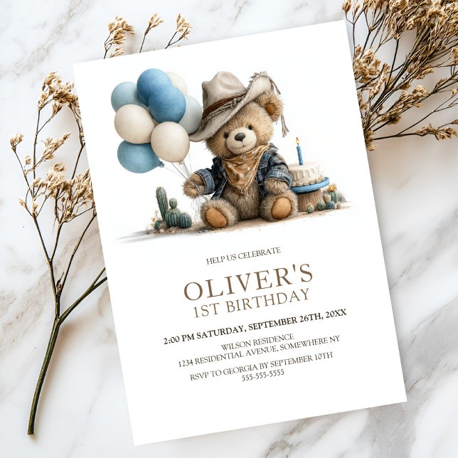 Invitation pour le 1er anniversaire de Teddy Bear  (Créateur téléchargé)