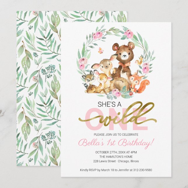 Invitation pour le 1er anniversaire de Wild One An (Devant / Derrière)