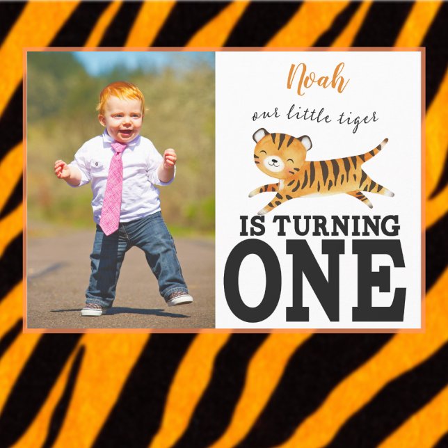 Invitation pour le 1er anniversaire de Wild One Ju (Cute Wild One Tiger Birthday Party Invitation. )