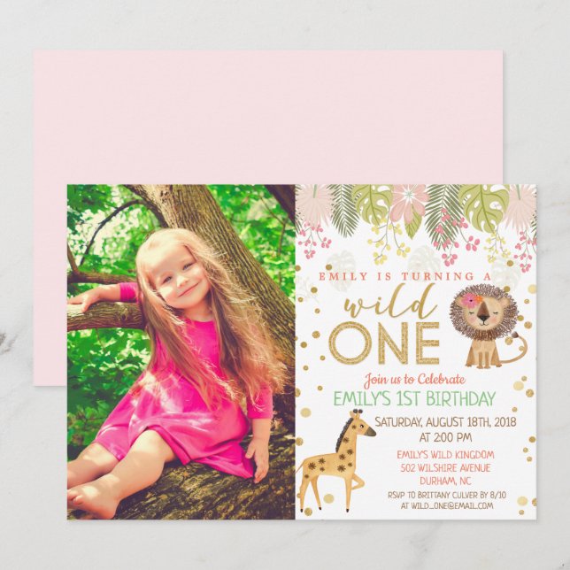 Invitation pour le 1er anniversaire de WILD ONE Ju (Devant / Derrière)