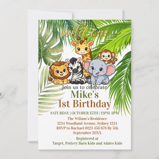 Invitation pour le 1er anniversaire de Wild One Sa (Devant)