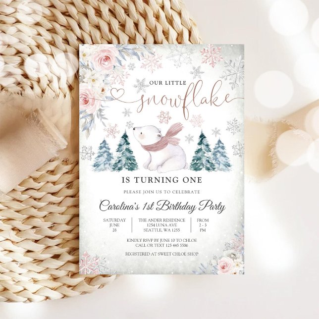 Invitation pour le 1er anniversaire de Winter Bear (Créateur téléchargé)