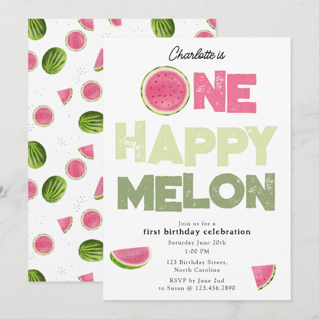 Invitation pour le 1er anniversaire d'été d'un mel (Devant / Derrière)