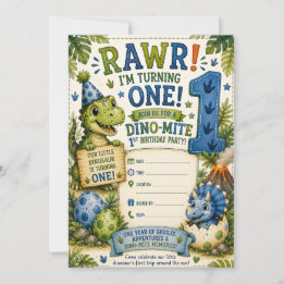 Invitation pour le 1er anniversaire Dino-Mite
