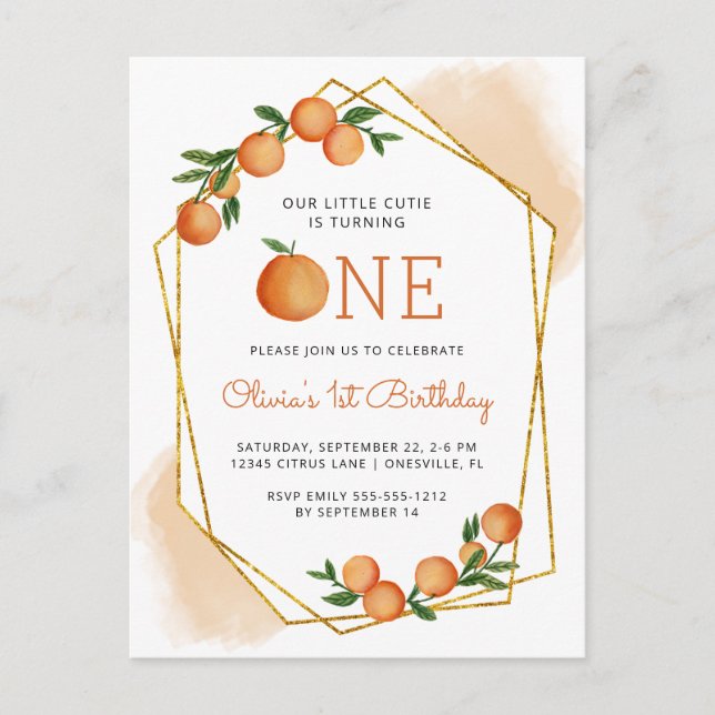 Invitation pour le 1er anniversaire d'Orange Littl (Devant)