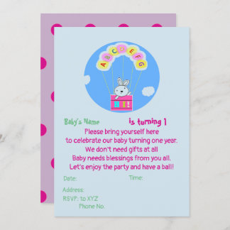 Invitation pour le 1er anniversaire du bébé person