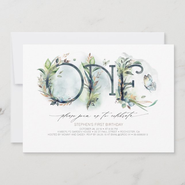 Invitation pour le 1er anniversaire du bébé verdoy (Devant)