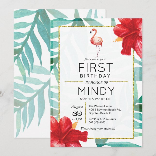 Invitation pour le 1er anniversaire du palmier fla (Devant / Derrière)