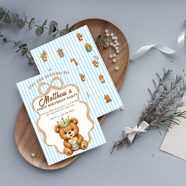 Invitation pour le 1er anniversaire du prince ours (Créateur téléchargé)