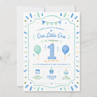 Invitation pour le 1er anniversaire d'un garçon bl