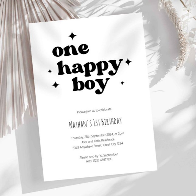 Invitation pour le 1er anniversaire d'un garçon he (Créateur téléchargé)