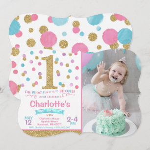 Invitation pour le 1er anniversaire d'une fille Ro