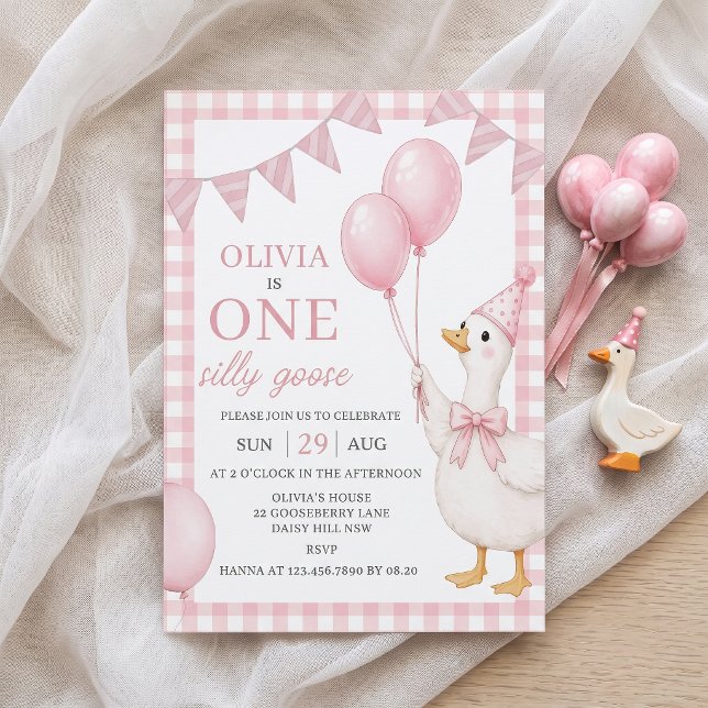 Invitation pour le 1er anniversaire d'une fille ro (Créateur téléchargé)