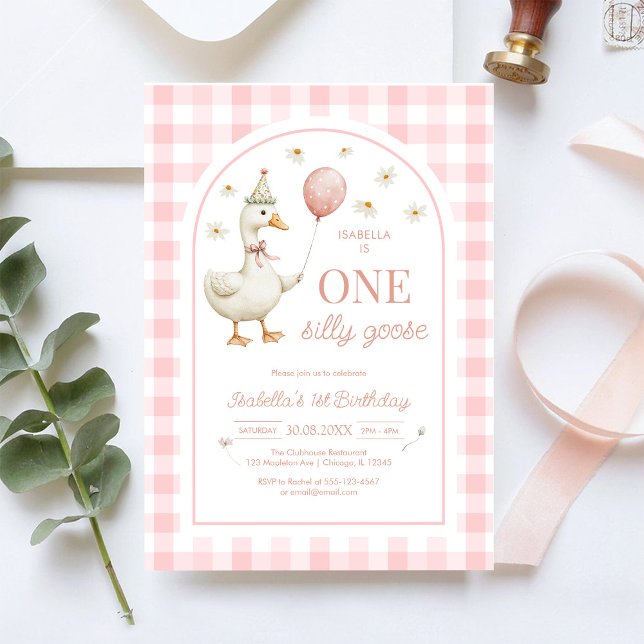 Invitation pour le 1er anniversaire d'une fille ro (Créateur téléchargé)