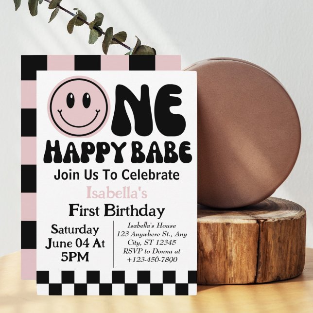 Invitation pour le 1er anniversaire d'une petite f (Créateur téléchargé)