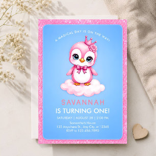 Invitation pour le 1er anniversaire fille princess