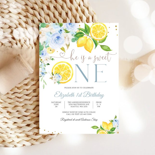 Invitation pour le 1er anniversaire Fleur de Citro (Créateur téléchargé)