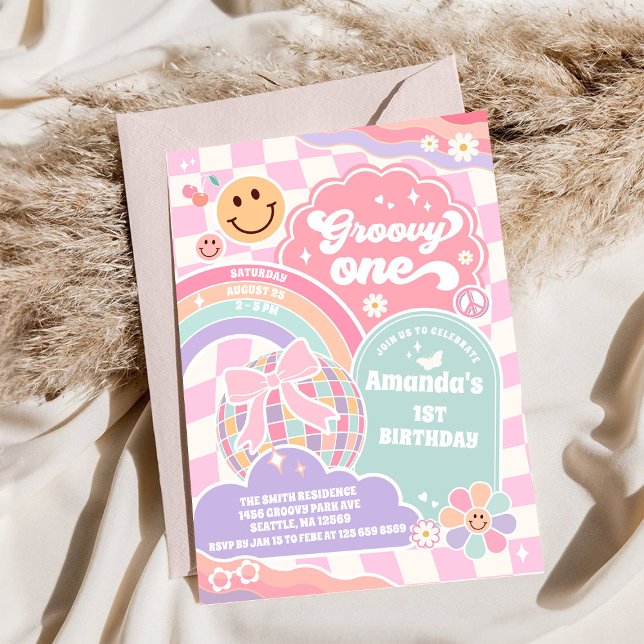 Invitation pour le 1er anniversaire Groovy One Dis (Créateur téléchargé)