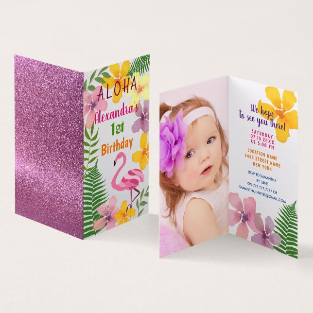 Invitation pour le 1er anniversaire Luau photo (Inside and Outside)