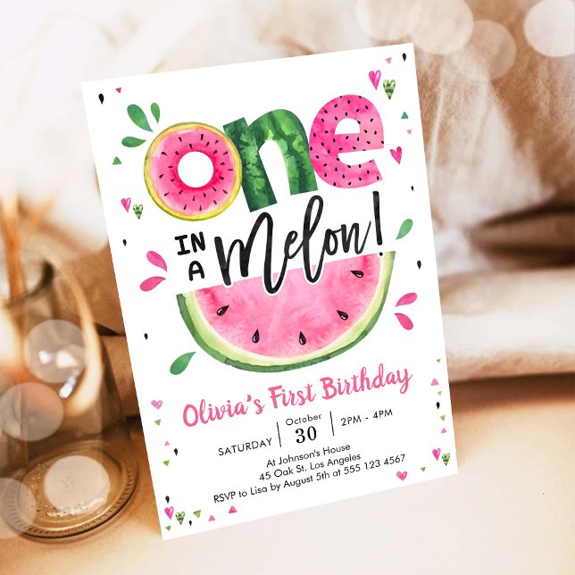 Invitation pour le 1er anniversaire One In A Melon (Créateur téléchargé)