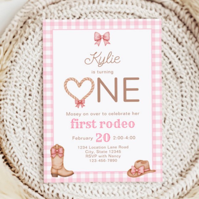 Invitation pour le 1er anniversaire Pink First Rod (Créateur téléchargé)
