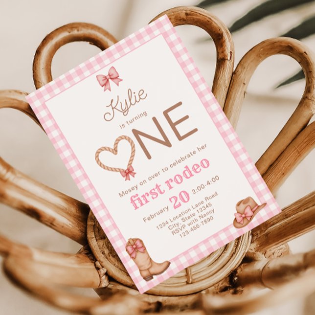 Invitation pour le 1er anniversaire Pink First Rod (Créateur téléchargé)