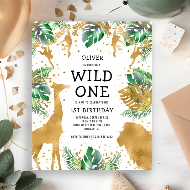 Invitation pour le 1er anniversaire Safari de Wild (Créateur téléchargé)