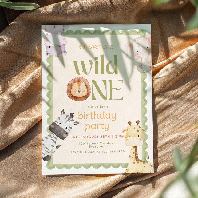 Invitation pour le 1er anniversaire Safari Wild On (Créateur téléchargé)