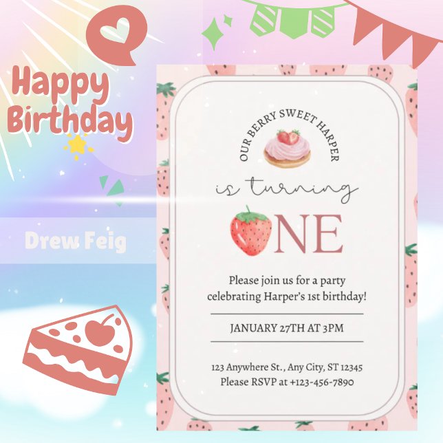Invitation pour le 1er anniversaire sur le thème B (Créateur téléchargé)