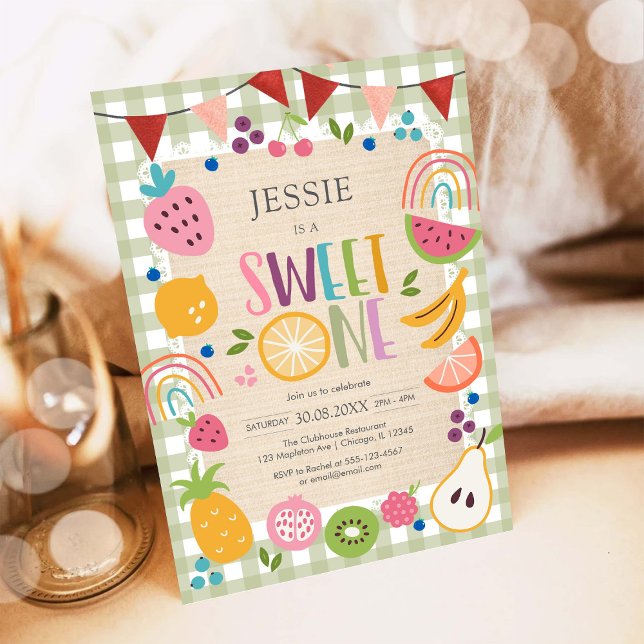 Invitation pour le 1er anniversaire Sweet One Frui (Créateur téléchargé)